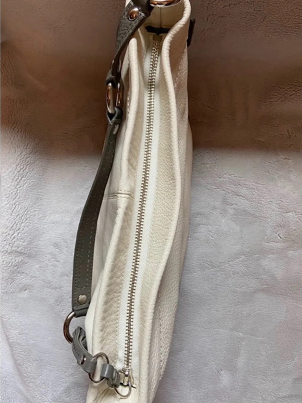 Coach Zoe White (warm, not bright) Pebble Leather hobo